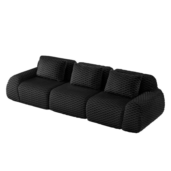 English Elm 114" Modular Cloud Sectional Flannelette Sofa Deep Seat Boneless Foam Living Room Couch W714S01532