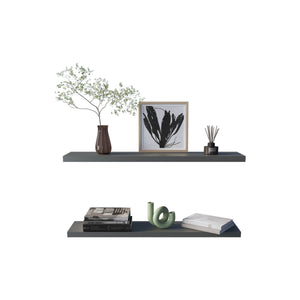 English Elm Ecco Floating Shelves Set of 2 47" — Sleek MDF Wall-Mounted Display with Hidden Brackets for Storage Grey 49 L x 11 W x 4 H B200P286946