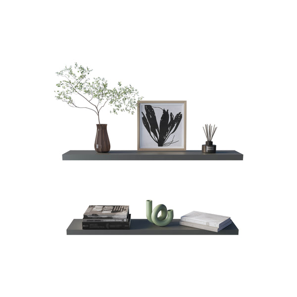 English Elm Ecco Floating Shelves Set of 2 47" — Sleek MDF Wall-Mounted Display with Hidden Brackets for Storage Grey 49 L x 11 W x 4 H B200P286946