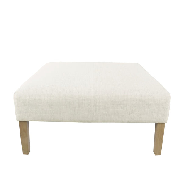 English Elm Dan Woven Cream Upholstered Ottoman Coffee Table with Hardwood Legs for Living Room B056P416999
