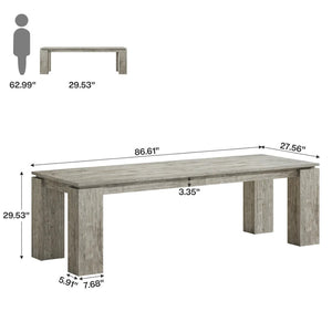 English Elm Extra Long Gray Wood Grain Dining Table Seats Eight Modern Engineered Top T3971P454355