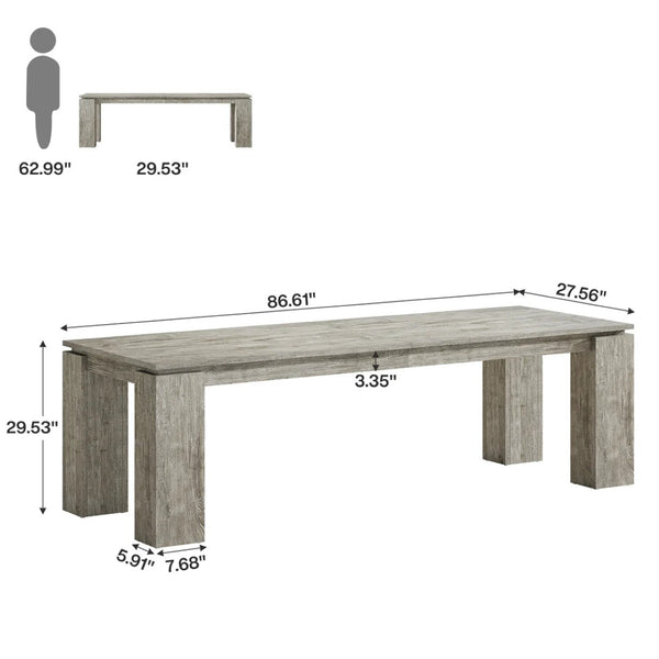 English Elm Extra Long Gray Wood Grain Dining Table Seats Eight Modern Engineered Top T3971P454355