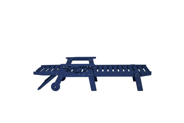 English Elm Lounge Chair Set: Oversized Navy Blue Chaise With Side Table, 5 Adjustable Positions & Wheels W2103P254653