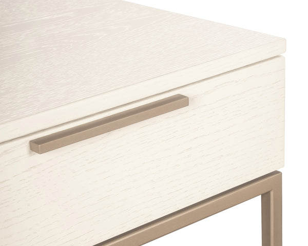Sunpan Rebel Console Table: Modern Charcoal Oak Design with Soft Close Drawers and Stylish Gold Accents Champagne Gold / Cream