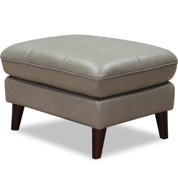 English Elm Solana Leather Ottoman with Top-Grain Seating, Pocket Coil Comfort, Kiln-Dried Wood Frame for Durability Gray B2705P338094