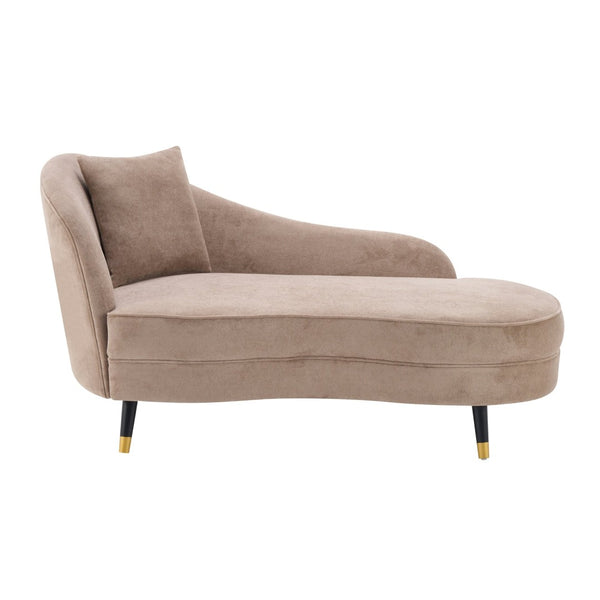 English Elm Bellaluxe Boucle Curved Chaise Lounge Upholstered Reading Chair for Bedroom or Office Camel N773P399982N