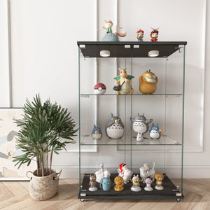 English Elm Modern Glass Display Cabinet With Led Lights - Quick Assembly, 2-Door, 3-Shelf, Ideal For Collectibles W241P242926