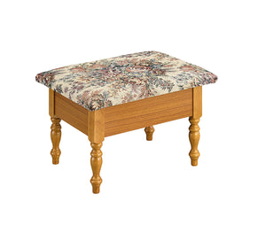 English Elm 10" Tall Wooden Foot Stool with Storage Oak Finish — Padded Victorian Floral Top, Lift-Up Hidden Compartment B072P222459