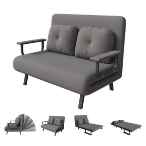 English Elm 46" Wide Corduroy Sleeper Sofa Bed Convertible Folding Chair for Two with Adjustable Backrest Grey W2700P431034