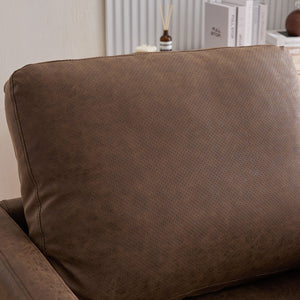 English Elm 30.7"W Square Swivel Accent Chair with PU Upholstery, Foam & Pocket Spring Seat, 360° Lounge Comfort Coffee W3188P310430