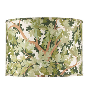 Currey & Company Woodland Drum Lamp Shade - Elegant Oak Tree Design On Fabric For A Stylish Home Décor Upgrade Green Cotton 0900-6012-currey-company