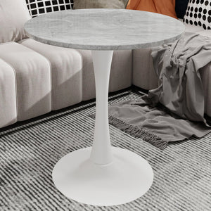 English Elm Marble-Top Round Side Table With Tapered Base - Modern Minimalist Design For Stylish Living Spaces W1935P353220