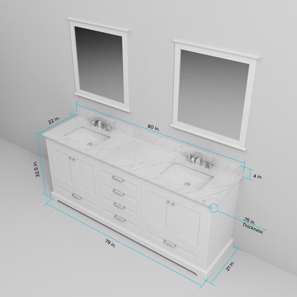 English Elm White Double Bath Vanity With Cultured Marble Top, Soft-Close Drawers, And Chrome Faucet Set Included B2731P258399-GIGA