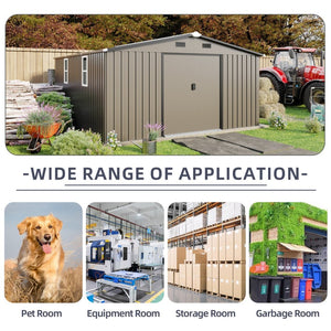 English Elm Campcraft 10x12 Ft Steel Outdoor Storage Shed with Daylight Windows and Weather Resistant Panels Brown W1598S00049