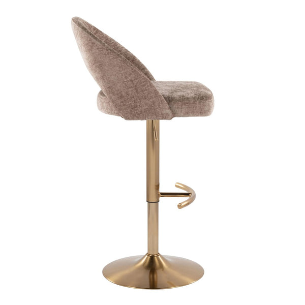 English Elm Adjustable Velvet Swivel Barstools with Chrome Base for Kitchen or Home Bar Set of 2 B202S01998