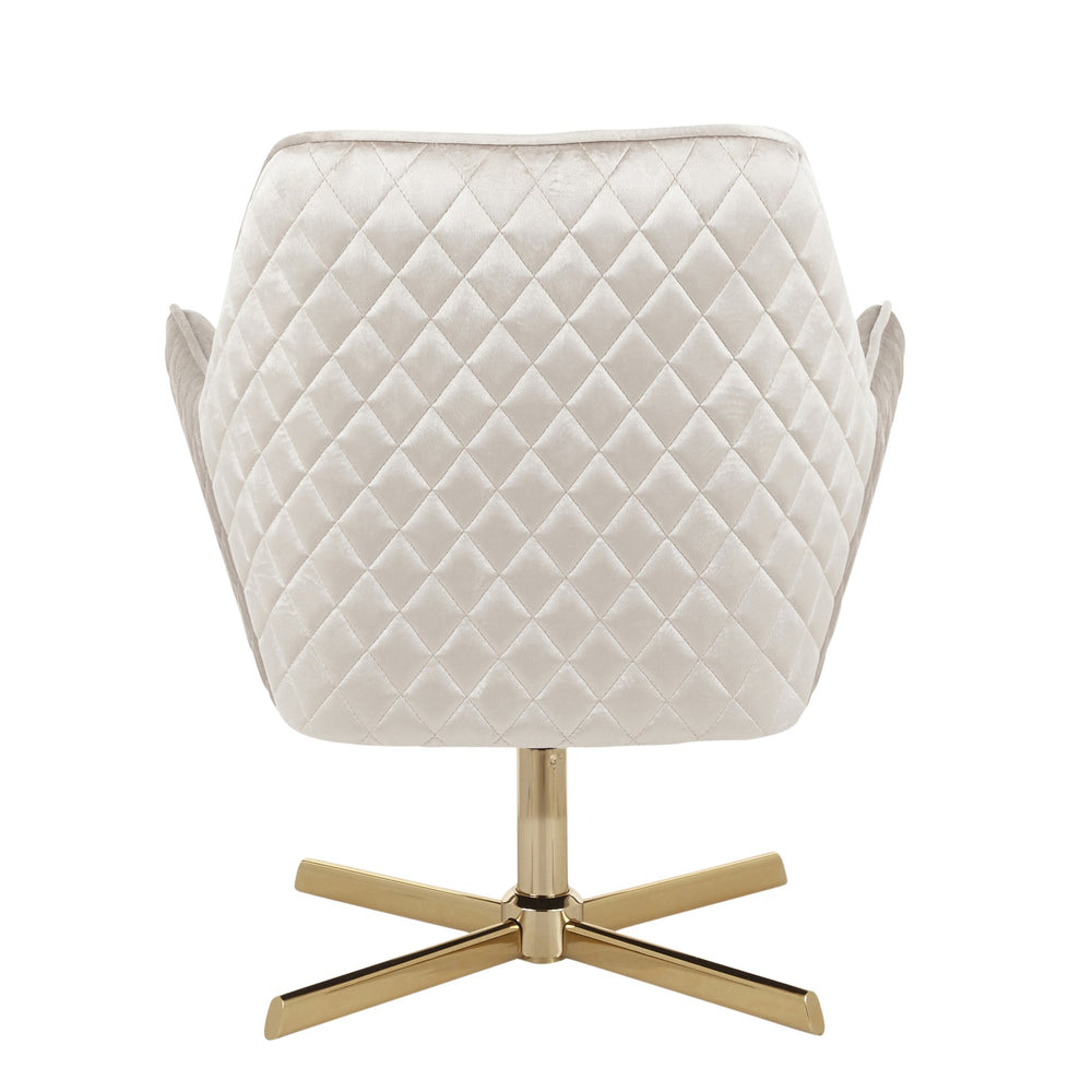 English Elm Diana Velvet Lounge Chair in Cream with Gold 4-Star Swivel Base — Contemporary Accent Seating B202P223494