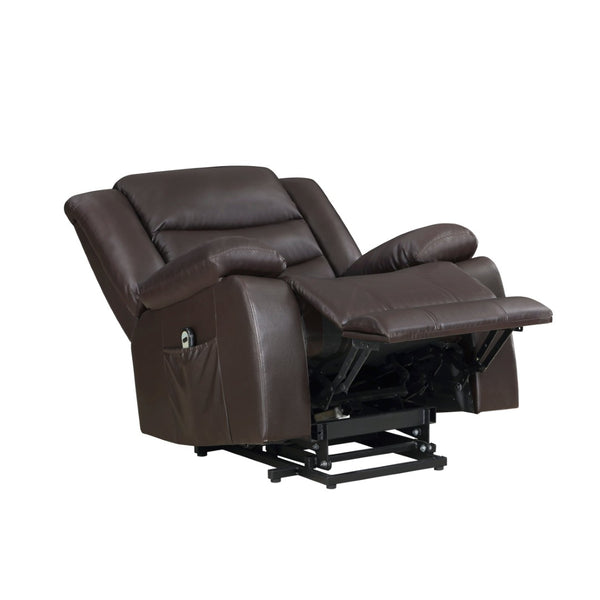 English Elm Modern Power Lift Recliner Chair Faux Leather Upholstery Standing Assist Living Room Dark Brown B011P202514