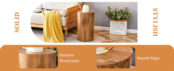 English Elm The Cylindrical Table - Stylish Multi-Use Solution For Small Spaces, Coffee Table & Desk Alternative W1151P200296-GIGA