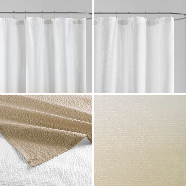 JLA Home Madison Park - Ombre Embossed Seersucker Shower Curtain — Textured Gradient Design, Machine Washable, 72"x72" Taupe MP70-7541