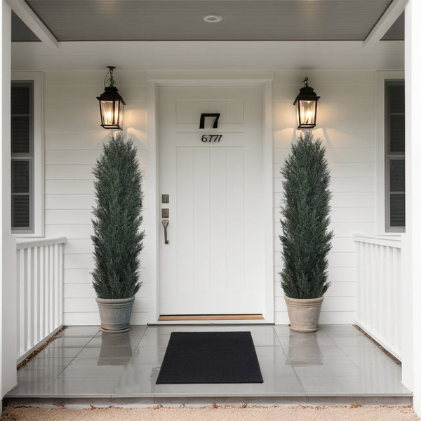 English Elm 5ft Faux Cypress Trees Set of 2 Realistic Tall Greenery for Entryway or Patio W2945P322224