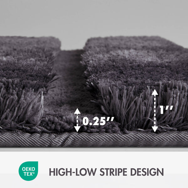 JLA Home Madison Park - Rug Madison Park Tufted Pearl Channel Bath Rug — Soft Macro-Spin Polyester, Machine Washable, Luxe Texture Grey MP72-5106