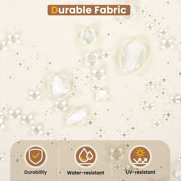 English Elm 4 Pieces Outdoor Sectional Sofa Set with Water-Resistant Cushions, Woven Rope Detail & Acacia Table Beige N719Z000130A