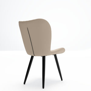 English Elm Set of 2 Armless Faux Leather Dining Chairs with Cushioned Seats and Metal Legs Cream W3316P426939