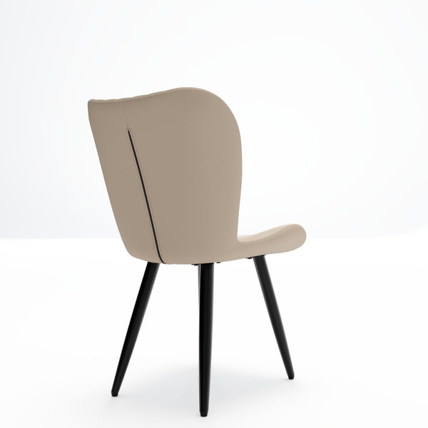 English Elm Set of 2 Armless Faux Leather Dining Chairs with Cushioned Seats and Metal Legs Cream W3316P426940