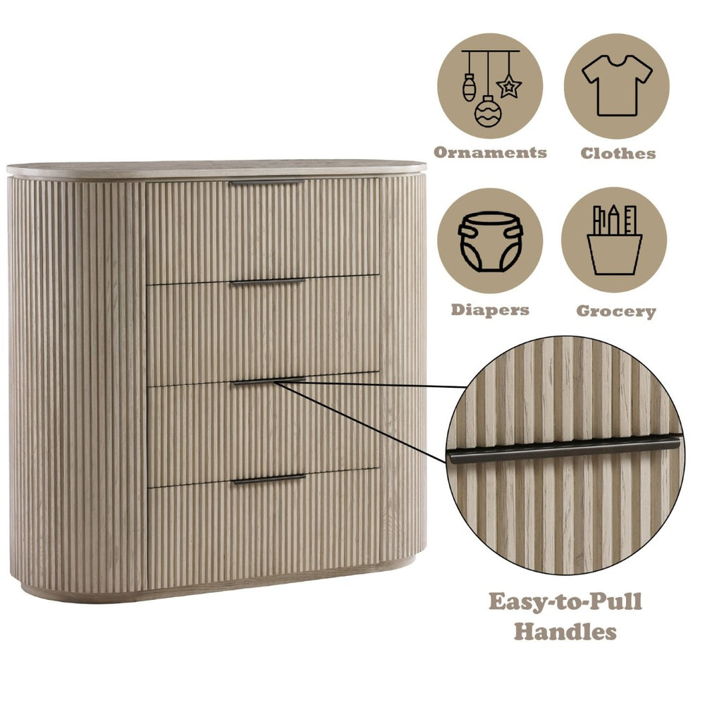 English Elm Leanna Four Drawer Oak Veneer Chest with Felt Lined Jewelry Tray for Bedroom B2756P506267