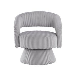 English Elm Modern Corduroy Swivel Accent Chair with Plush Textured Upholstery, 360° Rotation, Minimalist Elegance Gray 27.75 L x 26.5 W x 19.75 H B011P256232