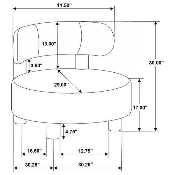 English Elm Modern Boucle Upholstered Barrel Accent Chair with Plush Round Seat, Slim Back & Natural Wood Legs Blue 30.51 L x 30.51 W x 32.1 H B011P308571