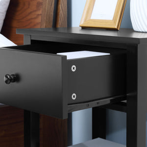 English Elm HOMCOM Modern 2-Tier End Table with Drawer & Open Shelf, Compact Bedroom Living Room Nightstand (95) W2225P173884