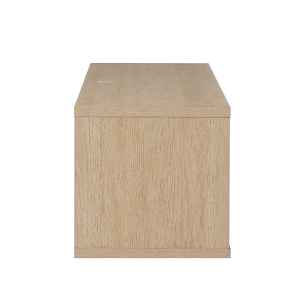 Hamkke Scandinavian Boho 58" Floating TV Stand with Rattan Doors - Stylish Coastal Oak Design & Storage