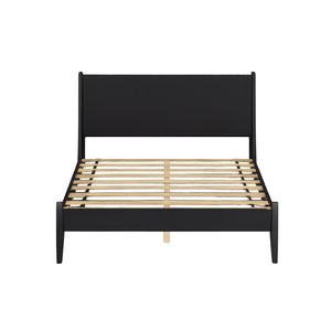 English Elm Mid-Century Full Size Wooden Platform Bed In Matte Black Finish - Stylish, Durable, And Supportive Design B016S00024