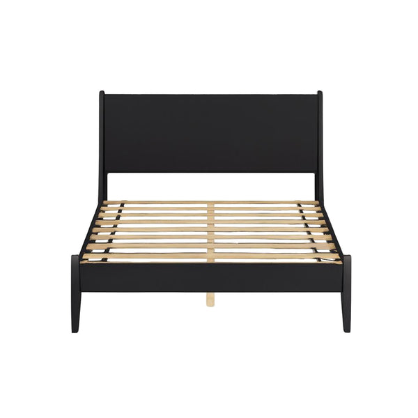 English Elm Mid-Century Full Size Wooden Platform Bed In Matte Black Finish - Stylish, Durable, And Supportive Design B016S00024