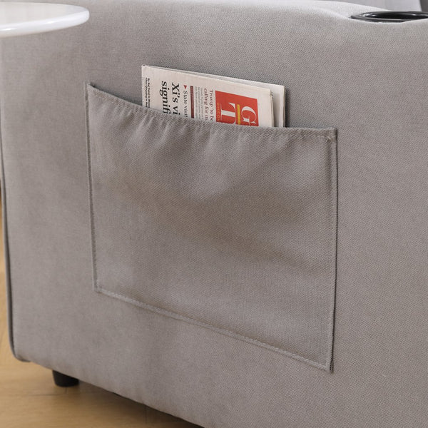 English Elm {VIDEO 3-in-1 Upholstered Futon Sofa Bed Convertible Loveseat with Tufted Back, Cup Holders & Side Pockets Light Gray W2325P183182
