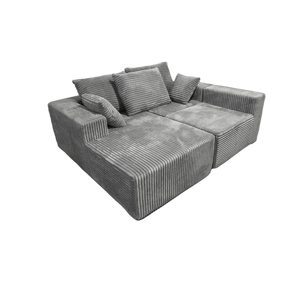 English Elm Corner Modular Sectional Sofa with Plush Fabric Converts to Loveseat or Guest Bed Gray W3064S00002