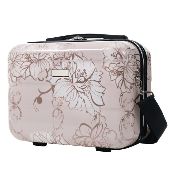English Elm 6 Piece Hardshell Abs Travel Set with Spinner Wheels Combination Lock and Toiletry Bag Pink Flower N732P391160U