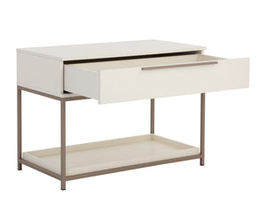 Sunpan Rebel Nightstand - Modern Oak Wood Design with Soft Closing Drawer and Elegant Gold Hardware Accents Large - 38W x 20D x 27.25H