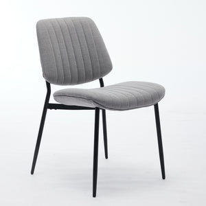 English Elm A&A Modern Retro Dining Chairs Set Of 2 - Ergonomic Gray Linen Upholstered With Sturdy Metal Legs W1143P194146