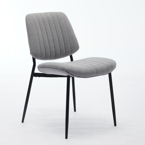 English Elm A&A Modern Retro Dining Chairs Set Of 2 - Ergonomic Gray Linen Upholstered With Sturdy Metal Legs W1143P194146