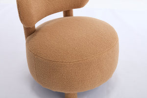 English Elm 063-Teddy Plush Teddy Fabric Armless Accent Chair with 13" Cushion, Wingback Comfort & Solid Wood Legs for Cozy Spaces khaki W527P308805