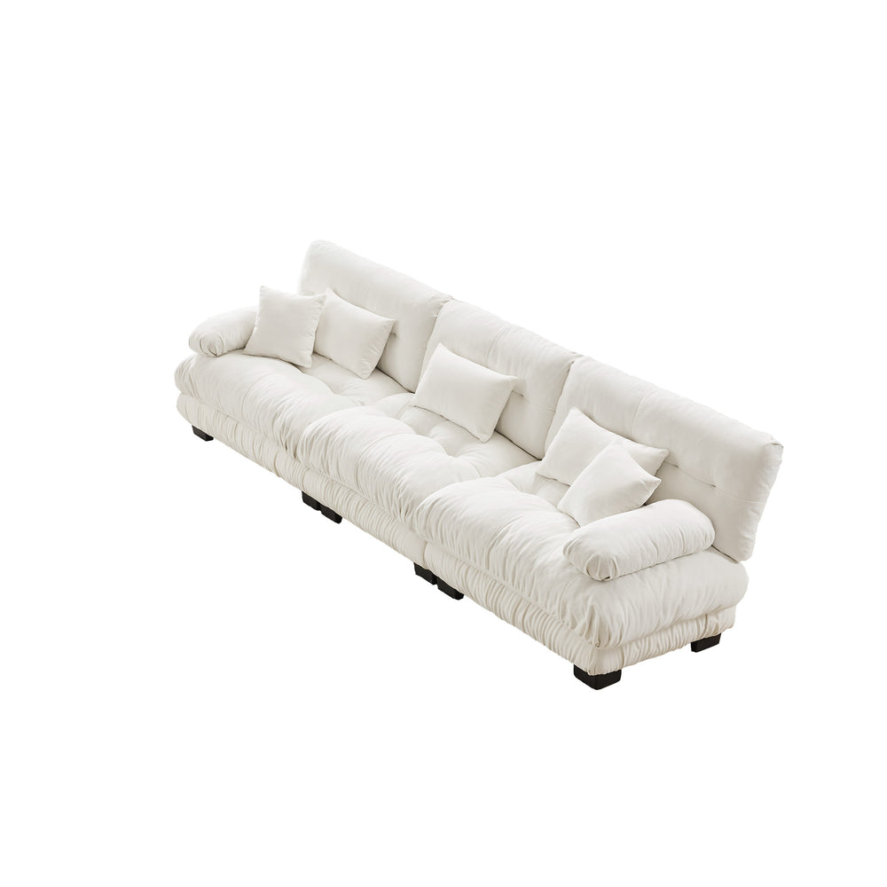 English Elm 3-Seater Cloud-Comfort Modular Sectional Sofa with Plush Chenille Upholstery and Deep Support for Home Living Rooms White W714S01001
