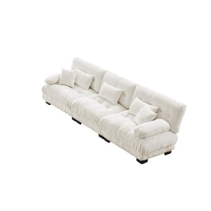 English Elm 3-Seater Cloud-Comfort Modular Sectional Sofa with Plush Chenille Upholstery and Deep Support for Home Living Rooms White W714S01001