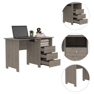 English Elm Jacksonville Beige 3-Drawer Computer Desk with Open Cabinet, Spacious 47.2" Worksurface & Storage B128P148721