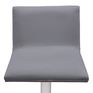 English Elm Rhyssa Adjustable Barstool Brushed Stainless Steel, Gray Faux Leather, Walnut Back — Modern, Sturdy Comfort B2736P268546