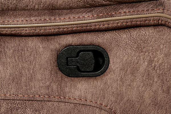 English Elm Transitional Multi-Function Glider Recliner with Channel Back, Cup Holders, Hidden Storage, Upholstered Comfort Dark Brown 43 L x 34 W x 30 H B2741P385036