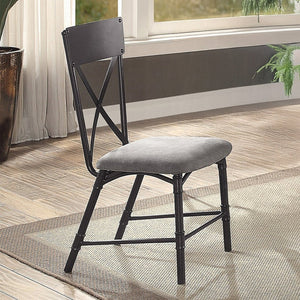 English Elm Set Of 2 Elegant Side Chairs With X-Back Design, Soft Gray Upholstery & Sandy Black Frame B016P322898-GIGA