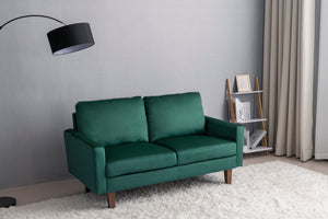 English Elm LOVESEAT,GREY Plush Microfiber Two-Seater Sofa with High-Density Foam, Solid Wood Frame, Durable Comfort Green B205P249006