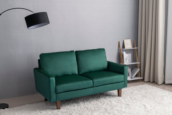English Elm LOVESEAT,GREY Plush Microfiber Two-Seater Sofa with High-Density Foam, Solid Wood Frame, Durable Comfort Green B205P249006